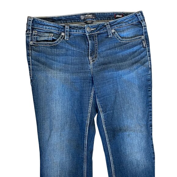 SIZE 18/31 SILVER Aiko Mid Slim Boot Classic Jean stretch top stitch Y2K cowgirl - Picture 2 of 8